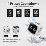 Productivity Timer Cube with Flip Control, Custom Countdown & Count-Up, Silent Vibration Desk Timer for Work, Study & Kitchen – White