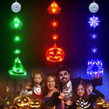 Halloween Window Lights Set – 3 Pack LED Pumpkin, Spider & Witch Hat Decorations with Timer & Flash Modes for Indoor Spooky Glow