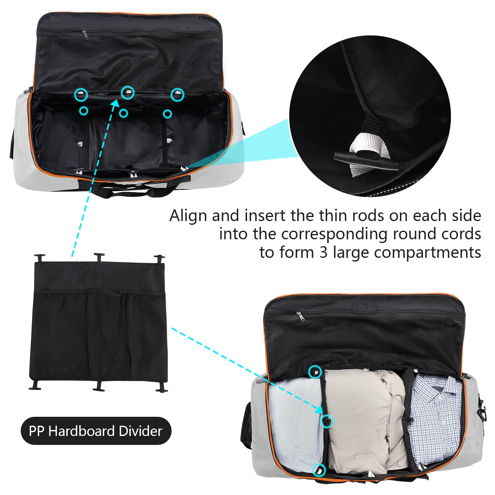 Vrtisa Expandable Rolling Duffle Bag 110L–140L, Foldable Soft-Sided Travel Luggage with Wheels & Shoulder Strap (Grey)
