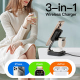 3-in-1 Foldable Magnetic Wireless Charging Station – Fast MagSafe Charger Stand for iPhone, Apple Watch & AirPods Portable Charging Dock