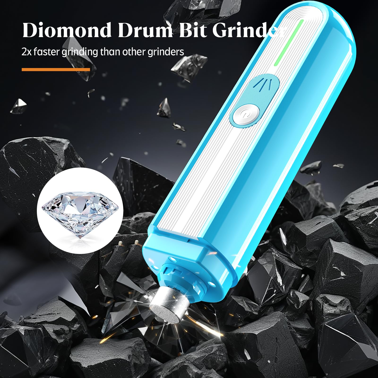 Professional Dog Nail Grinder with 4 LED Lights & Type-C Charging – 3-Speed Quiet Pet Nail Trimmer (Blue)