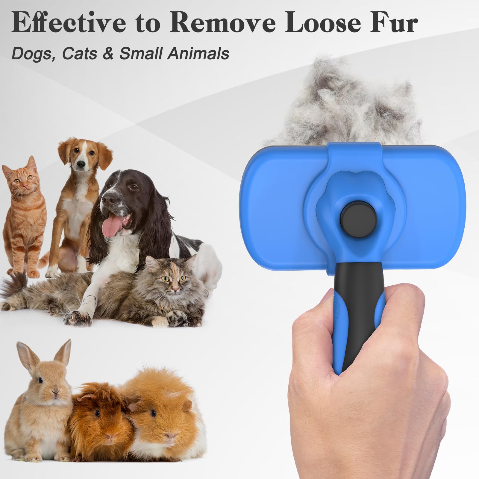 Swihauk Self-Cleaning Slicker Brush for Dogs & Cats – Gentle Deshedding Grooming Tool (Blue)