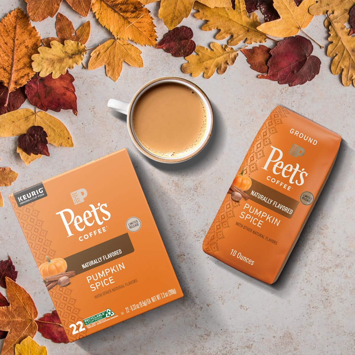 Peet’s Coffee Pumpkin Spice Flavored K-Cup Pods – Light Roast Seasonal Coffee (22 Count)