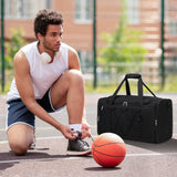 Sneaker Travel Bag for 4 Pairs – Waterproof Shoe Duffle with Adjustable Dividers & Shoulder Strap (Black)