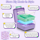 Kids Bento Lunch Box Set with 3 Compartments, 17 oz Food Jar, Insulated Bottle, Lunch Bag and Ice Pack