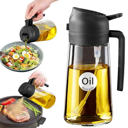 2-in-1 Olive Oil Sprayer & Pour Bottle – BPA-Free Glass Cooking Oil Dispenser with Precise Control