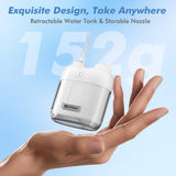 Mini Portable Water Flosser – Foldable Cordless Oral Irrigator with 3 Cleaning Modes & Waterproof Travel Design (White)