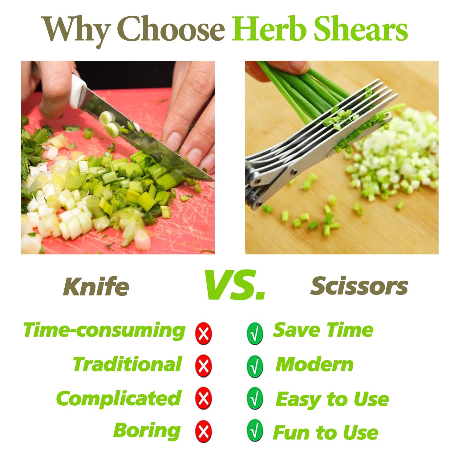 5-Blade Herb Scissors with Cleaning Comb & Cover – Stainless Steel Kitchen Shears