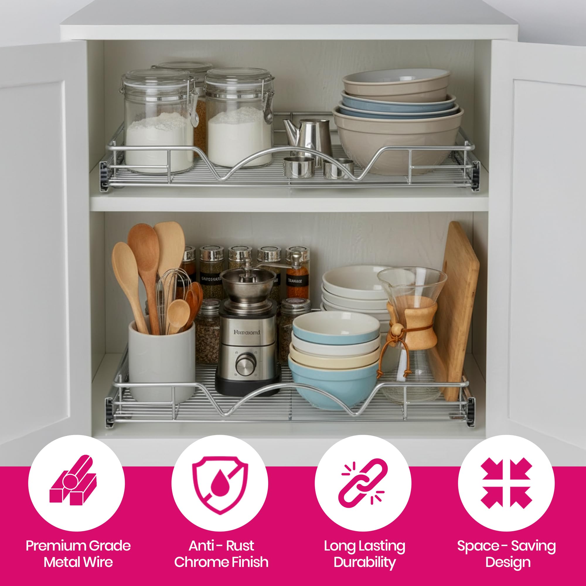 Holdn’ Storage Pull-Out Cabinet Organizer – Heavy-Duty Slide-Out Drawer for Mid-Width Cabinets
