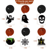 Halloween Hanging Swirl Decorations – 36 Pack Pre-Assembled Ceiling & Wall Party Décor with Bats, Ghosts, Skulls & Pumpkins (Black)