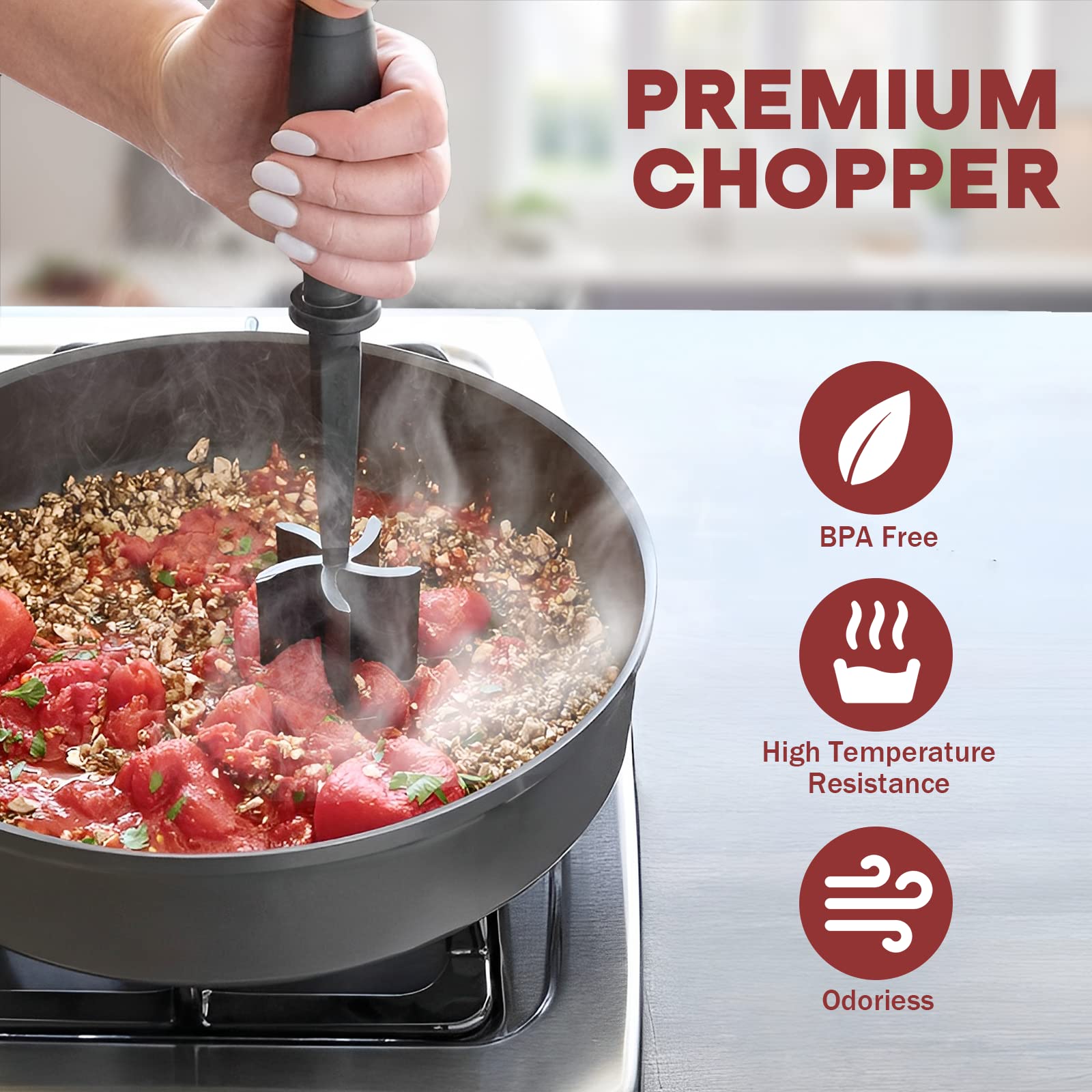 5-Blade Meat Chopper & Masher Tool for Ground Meat, Vegetables & Mixing