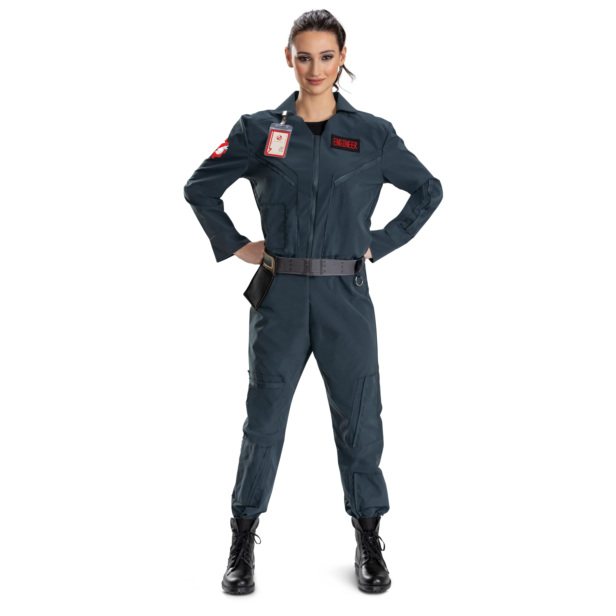 Ghostbusters Frozen Empire Engineer Costume for Adults – Official Movie Jumpsuit with Detachable Belt & Badge Clip (Model 164309SM)