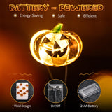Mini Pumpkin String Lights – 7FT 20 LED Battery Operated Halloween Fairy Lights (Warm Orange Glow)