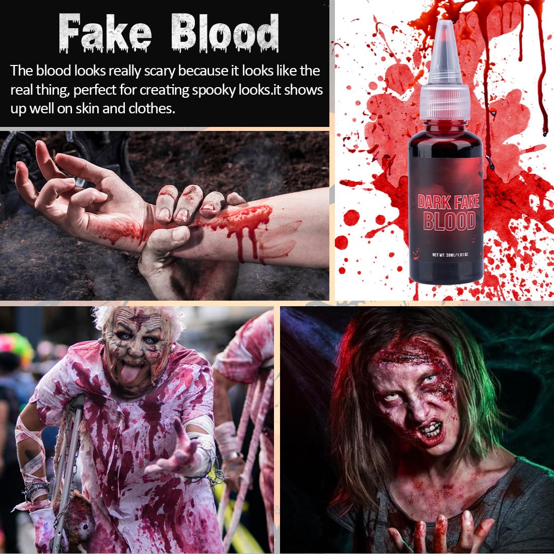 Halloween SFX Makeup Kit – Complete Special Effects Set with Fake Blood, Scar Wax, Bruise Palette & Vampire Teeth