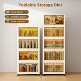 4-Tier Stackable Storage Bins with Wheels, Locking Doors & Lids – Large Mobile Organizer for Home & Office