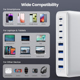 65W 8-Port USB Charging Station – GaN III Fast Charger with 4 USB-C & 4 USB-A Ports