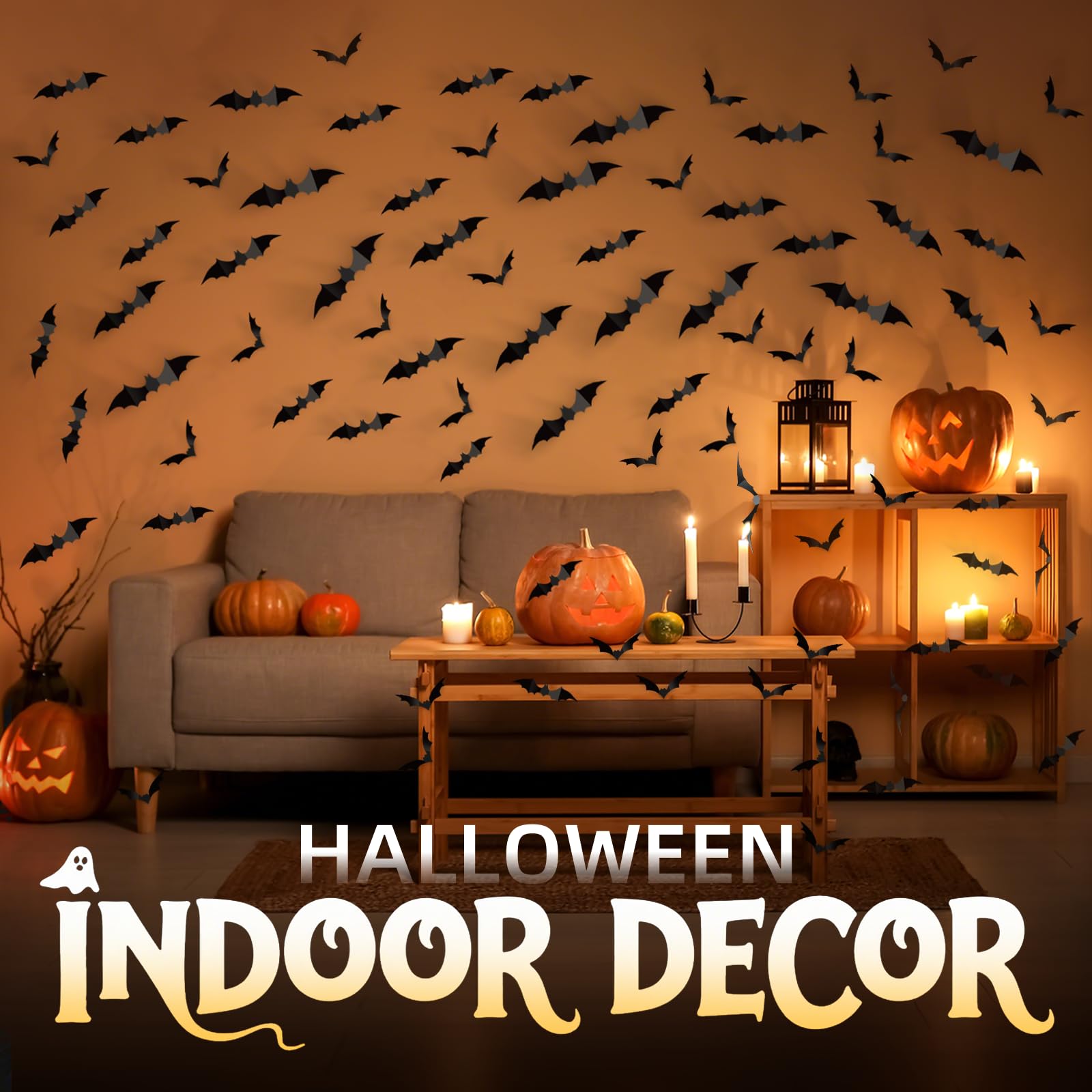 140PCS 3D Black Halloween Bats Wall Stickers – Waterproof PVC Bat Decals for Indoor & Outdoor Spooky Decor