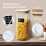 Square Glass Pantry Jars with Bamboo Lids – 5-Piece Borosilicate Storage Set (Multi Size)