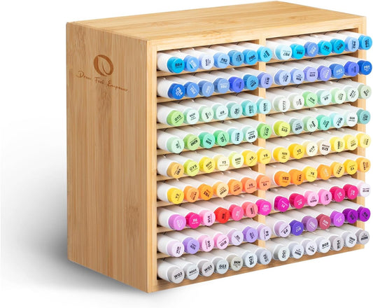126-Marker Bamboo Desktop Organizer with 18 Compartments