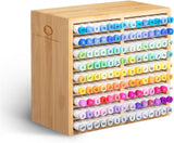 126-Marker Bamboo Desktop Organizer with 18 Compartments