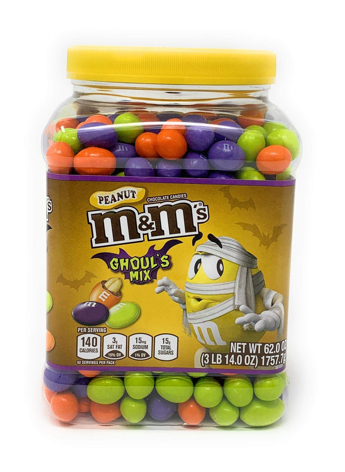 M&M’s Ghoul’s Mix Peanut Chocolate – 62oz Jar of Festive Halloween Candy with Colorful Crunch & Classic Flavor 💛🎃