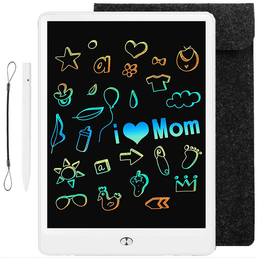 10” LCD Writing Tablet for Kids – Reusable Colorful Doodle Drawing Board (White)