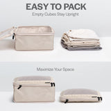Compression Packing Cubes Set – Travel Luggage Organizer Bags (Beige)