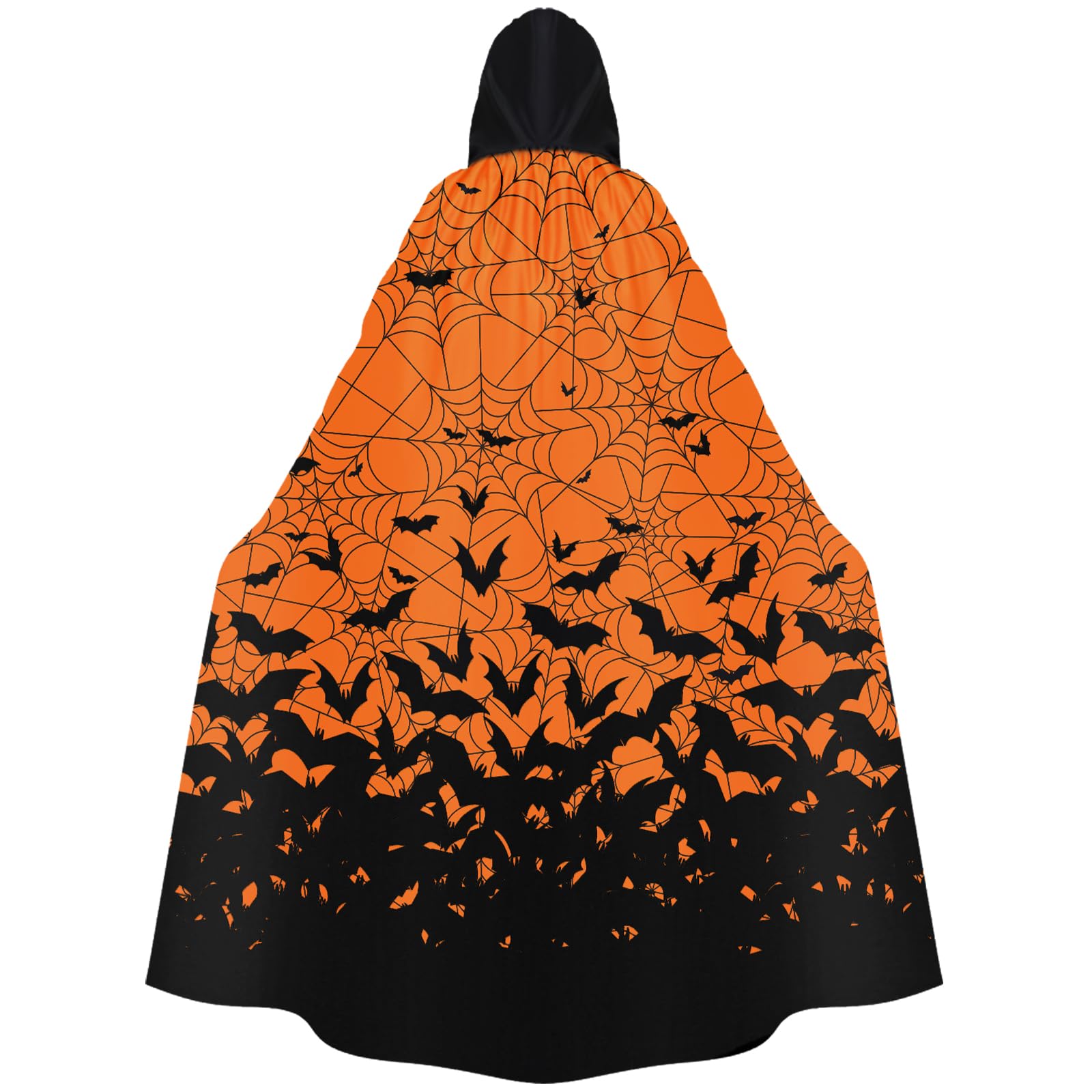 Spider Web Hooded Cape – Black Halloween Cloak for Adults with Oversized Hood & Adjustable Tie