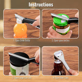 2-in-1 Adjustable Jar & Bottle Opener – Stainless Steel Lid Gripper for Weak Hands