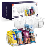 ClearSpace Plastic Pantry Organizer Bins (2-Pack) – Clear Kitchen & Refrigerator Storage Containers with Removable Dividers