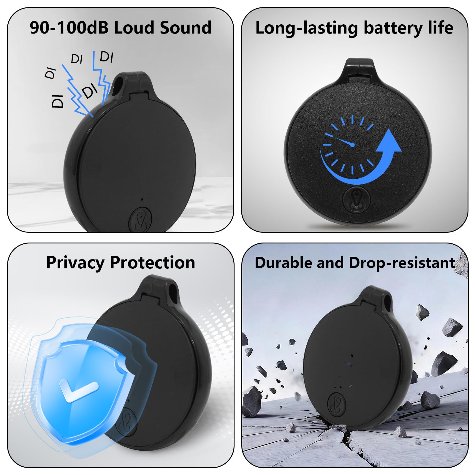 Mini Bluetooth Tracker Tag Apple Find My Compatible, Waterproof Item Locator with Sound Alert & Replaceable Battery – Black