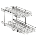 2-Tier Pull-Out Cabinet Organizer – Independently Sliding Chrome Storage Shelves