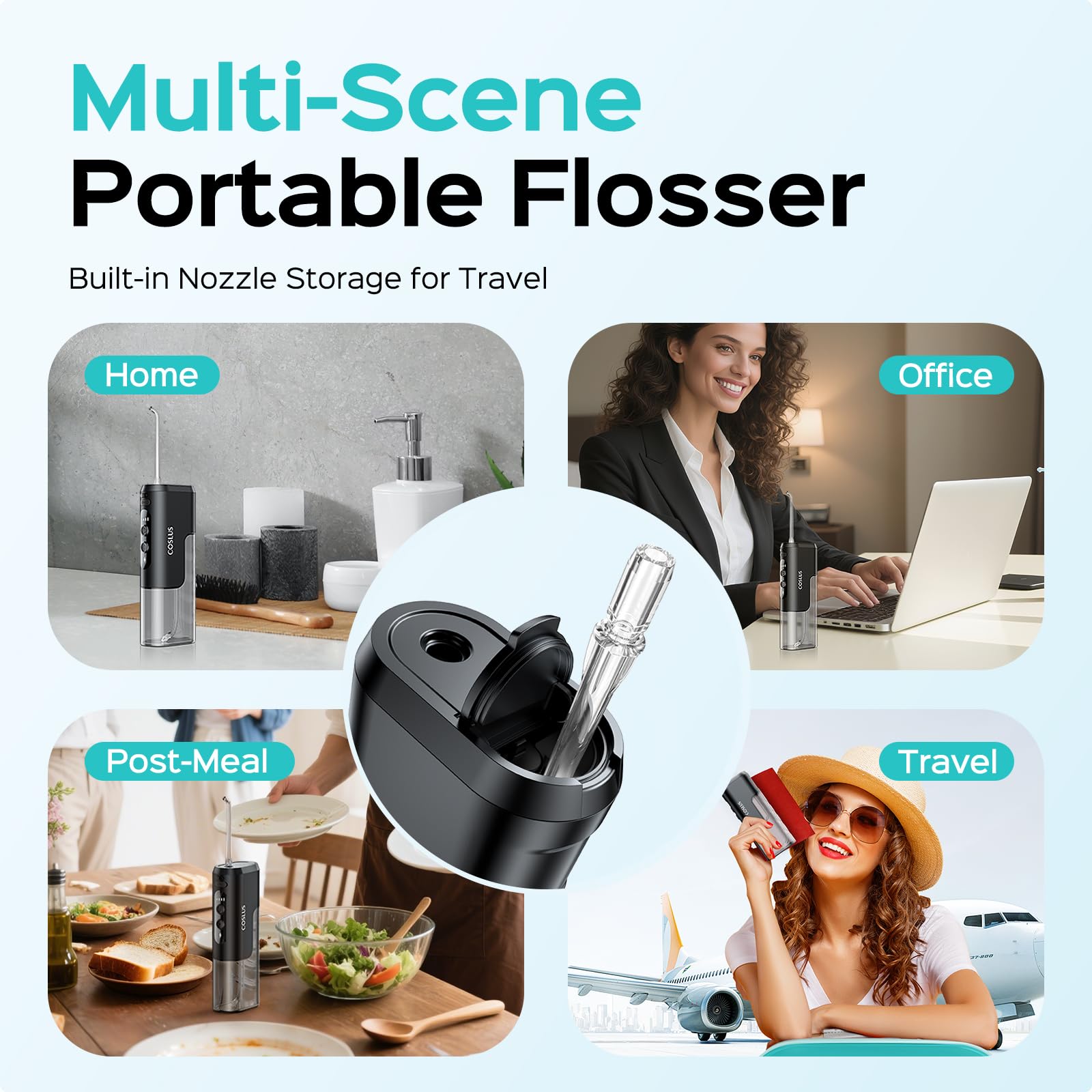 Mini Portable Water Flosser – Cordless Dental Oral Irrigator with 4 Modes, Travel Case & USB-C Rechargeable Design