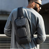 BANGE Waterproof Sling Bag with USB Charging Port – Lightweight Crossbody Chest Backpack for Men (Black)