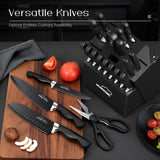 21-Piece Elegant Black Knife Block Set with Built-In Sharpener – Precision German Steel