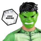 Marvel Hulk Deluxe Child Costume – Green Muscle Jumpsuit with Molded Mask for Boys & Girls