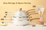 14-Piece Ceramic Nonstick Cookware Set – Induction Compatible, Non-Toxic Pots & Pans with Glass Lids
