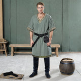 Medieval Viking Warrior Set – Green Tunic with Belt, Arm Guards & Pouch ⚔️🍃