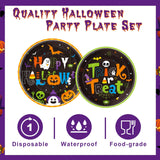 Halloween Party Plates & Tableware Set – 100 Pcs for 25 Guests, Includes Plates, Forks & Napkins – Classic Halloween Colors & Designs