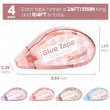 4-Pack Double-Sided Adhesive Tape Rollers