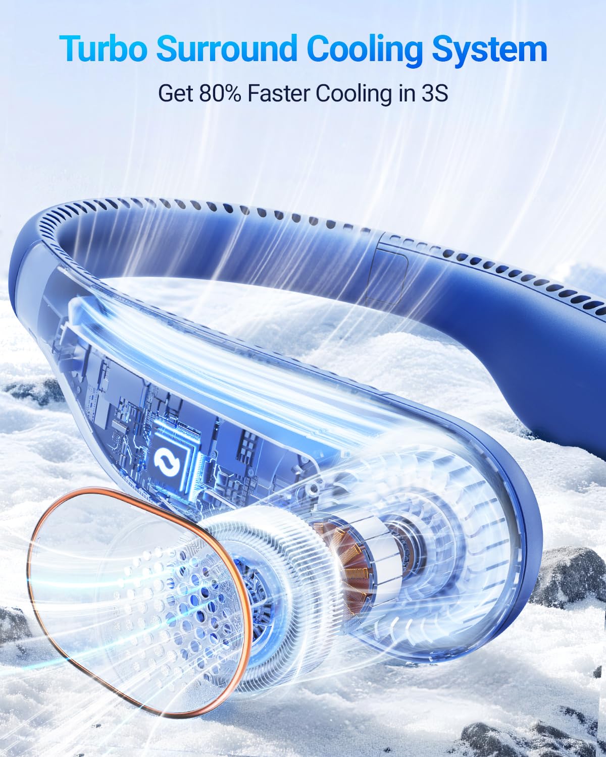 Portable Bladeless Neck Fan – Rechargeable Hands-Free Cooling Fan with 3 Speeds for Travel, Outdoor & Work