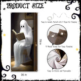 Halloween Ghost Door Cover – Large 3D Printed Spooky Banner with Rope for Hanging, Durable Outdoor & Indoor Decoration (35x79 Inches, Multicolor)