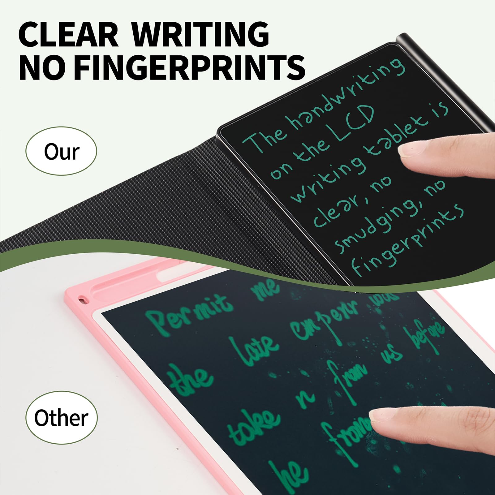 6.5” LCD Writing Tablet with Leather Case – Dual Tone Reusable Digital Notepad (Black & Blue-Green)