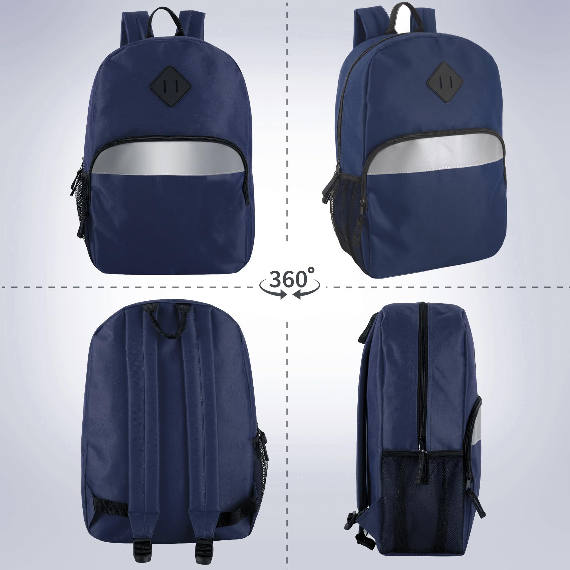 Trail Maker Reflective School Backpack for Kids – Lightweight 20L Bookbag with Safety Stripe (Navy)