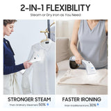 2-in-1 Handheld Garment Steamer Iron 1200W Fast Heat Portable Wrinkle Remover with Leak-Proof Design