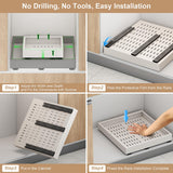 Expandable Pull-Out Cabinet Organizer – Adjustable Width & Depth, 3-Rail No-Drill Slide-Out Drawers (White)