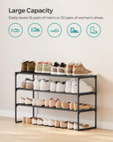 SONGMICS 3-Tier Metal Shoe Rack – Stackable, Flip-Design Shoe Organizer for Entryway & Closet (Black)