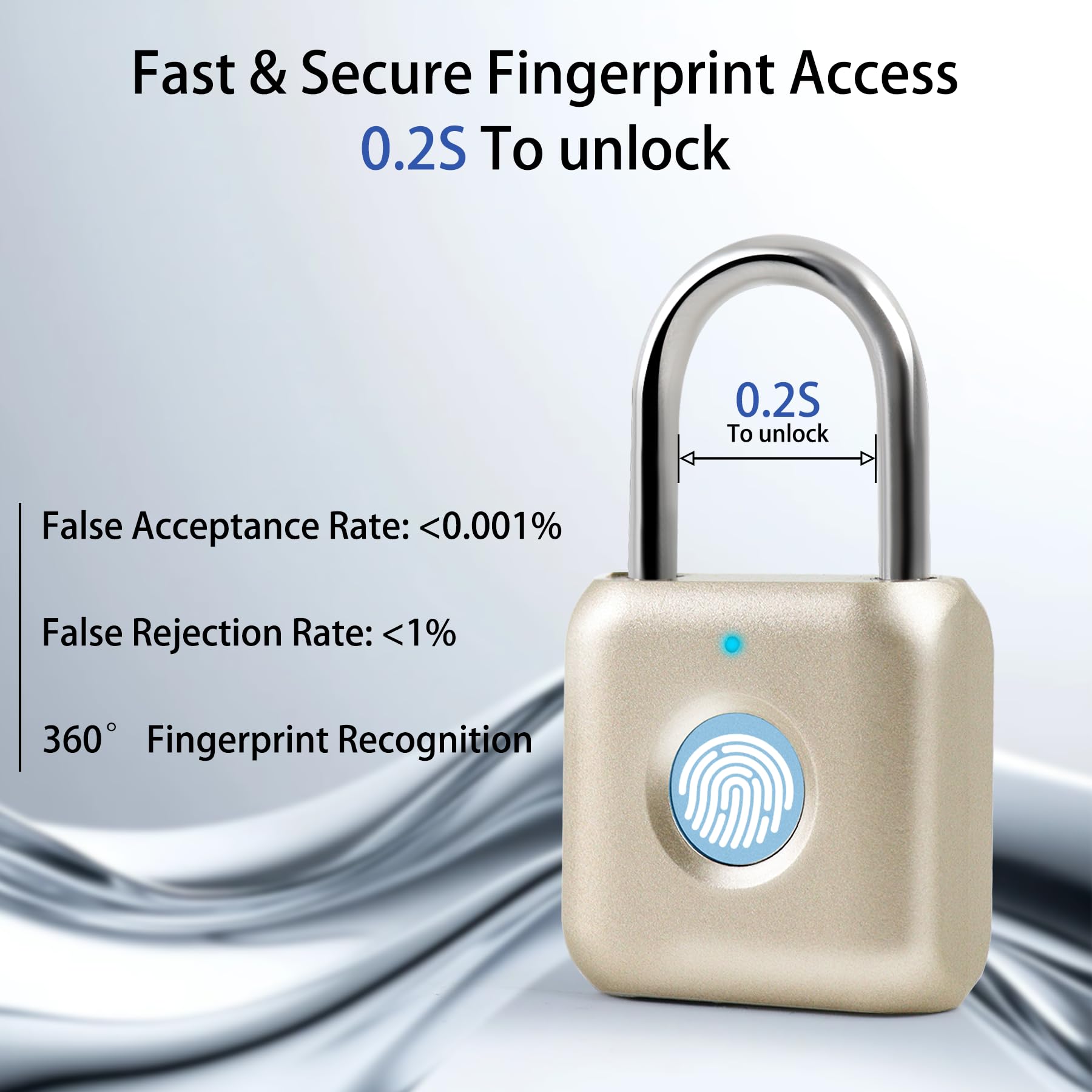 UMIKSMART Biometric Fingerprint Padlock with USB-C Rechargeable Battery, Fast Unlock Smart Lock for Gym Locker, Backpack & Storage