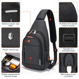 Baaob Compact Crossbody Sling Bag with USB Charging Port & Reflective Strips – Black