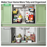 Heavy-Duty 2-Tier Under Sink Organizer with Adjustable Height – Sliding Cabinet Storage Rack (Black)